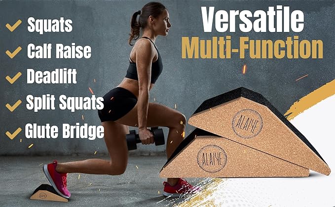 Squat Wedge Blocks (Set of 2) ??Non-Slip Slant Boards for Lower Body Workouts, Ankle and Calf Stretching - Yoga Blocks, Designed to Elevate Heels and Squat Support - Includes Carry Bag