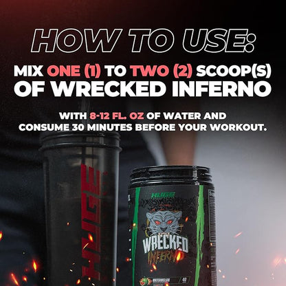 Wrecked Inferno - Thermogenic Pre Workout For Men & Women, Increase Energy, Boost Thermogenesis & Metabolism, Enhance Exercise Performance - Contains L-Citrulline, L-Carnitine, Beta-Alanine & More
