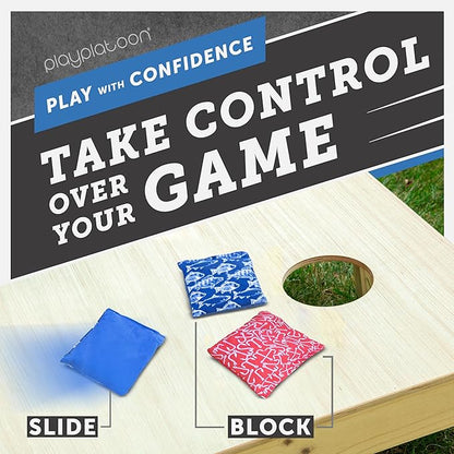 Professional Cornhole Bags - Set of 8 Regulation All Weather Double Sided - Sticky Side/Slick Side Bean Bags for Pro Corn Hole Game