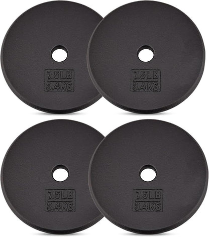 Yes4All Standard 1" Cast Iron Weight Plate - Ideal for Strength Training - Multiple Weight: 5LB to 25LB (Single & Set of 4)
