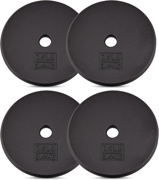 Yes4All Standard 1" Cast Iron Weight Plate - Ideal for Strength Training - Multiple Weight: 5LB to 25LB (Single & Set of 4)