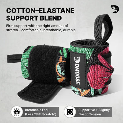 DMoose Wrist Wraps (IPL Approved), Avoid Injury and Maximize Grip with Thumb Loop, 18" or 12" Gym