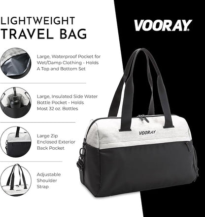 Vooray 25L Trainer Duffel Bag ??Lightweight Travel Duffel for Women and Men with Shoe Pocket, Workout Bag, Weekender for Overnight, Football, Traveling, or Hospital Use
