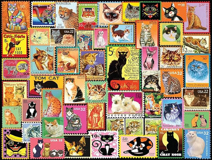 Buffalo Games - Lewis T. Johnson - Cats on Stamps - 750 Piece Jigsaw Puzzle for Adults -Challenging Puzzle Perfect for Game Nights - Finished Size is 24.00 x 18.00