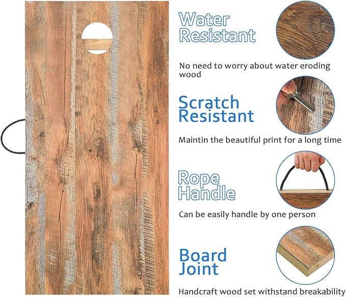 Solid Wood Premium Cornhole Game Set, Bean Bag Toss Game for Tailgate, Outdoor, Backyard - Professional Portable Cornhole Boards & Set of 8 Cornhole Bean Bags (Junior, Tailgate, Regulation Size)