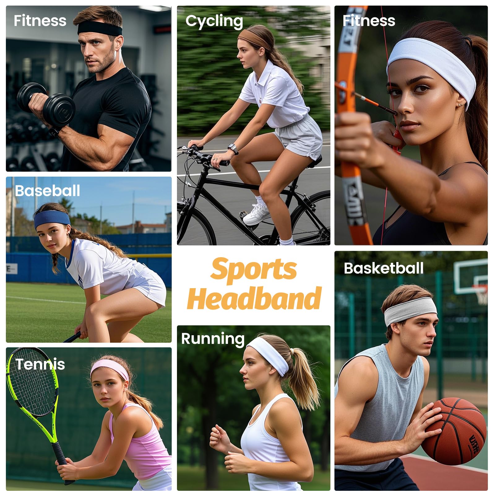 HSEM Headbands for Women, Wide Thick Workout Non Slip Hair Bands for Sports
