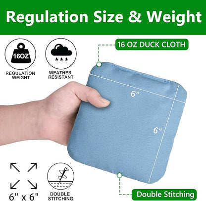 EunHo Cornhole Bags Set of 8 Regulation Size & Weight Corn Hole Bean Bags Official Professional All Weather for Tossing Game with Carry Case
