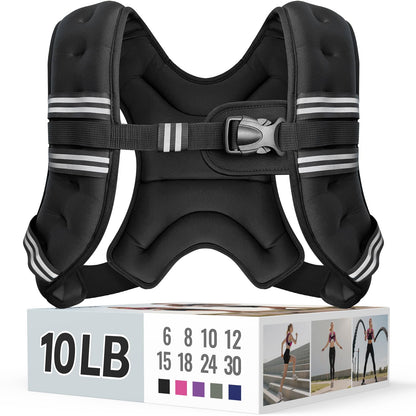 Zeerun Weighted Vest, 6lb/8lb/10lb/12lb/15lb/18lb/20lb/24lb/30lb for Men Women, Reflective Stripe