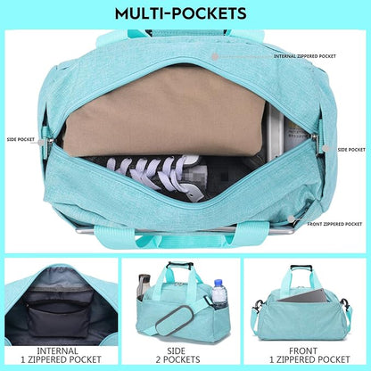 14 inch Small Gym Bag for Women & Men, Mini Duffel Bag for Travel Sports Lightweight Carry On Bag (Light Green)