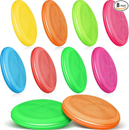 Libima 8 Pcs Wiggle Seat Inflated Wobble Cushion Sensory Seat Flexible Balance Board Balance Disc with Needle Pump for Men Women Physical Exercise Improving Posture Home Office