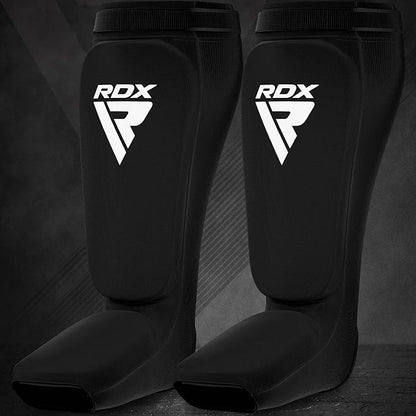 RDX Shin Guards Kickboxing Muay Thai, SATRA Approved, MMA Leg Instep Protection Pads, Sparring Training Martial Arts Boxing, Elasticated Padded Protector, Karate BJJ Taekwondo Gear, Men Women