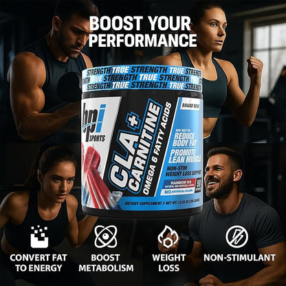 BPI Sports CLA+Carnitine ??CLA L Carnitine & Linoleic Acid ??L Carnitine Supplement for Weight Loss, Metabolism & Lean Muscle ??Caffeine Free ??Rainbow Ice ??50 Servings ??12.34 oz