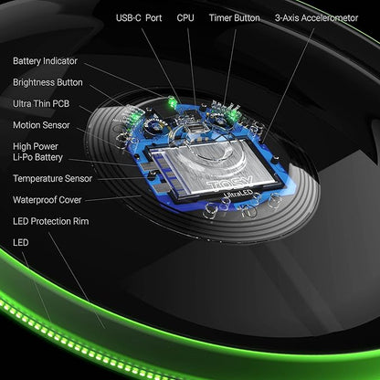 TOSY Bundle of 2 - Flying Disc 108 LEDs - RGB Black + Green