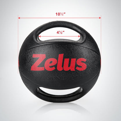 ZELUS Medicine Ball with Dual Grip| 10/20 lbs Exercise Ball |Weight Ball with