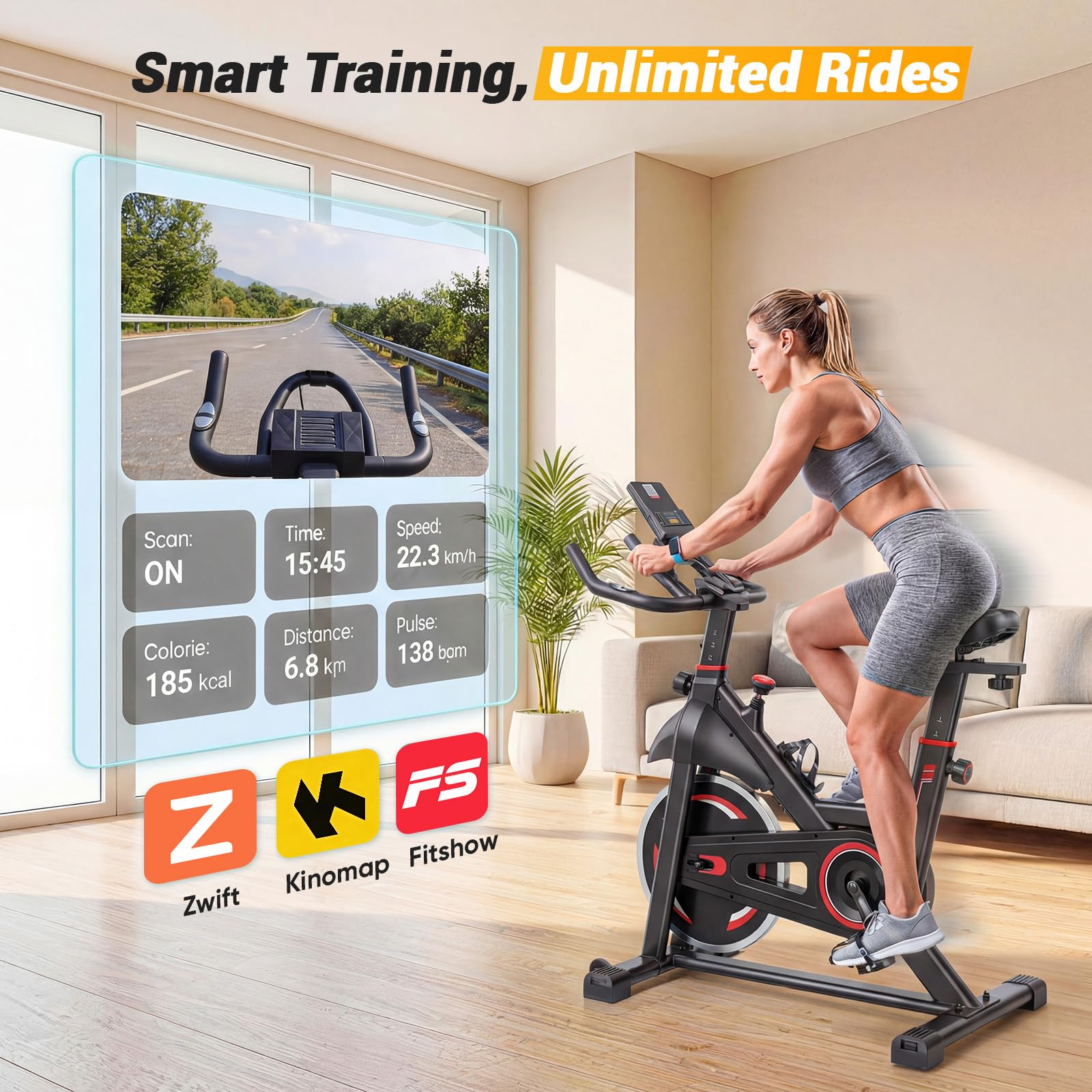NEWBULIG Exercise Bike with APP, Stationary Bikes for Home, Workout Bike for Adults & Seniors