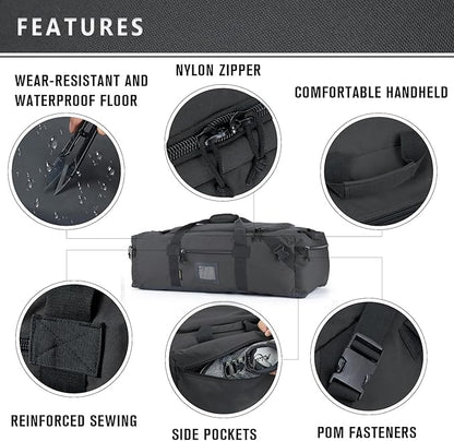 105l Large Duffel Bag For Travel, Gym & Sports - Water Repellent Polyester, Hidden Straps, Shoe Compartment - Perfect Luggage Duffle Bag Or Backpack For Men & Women