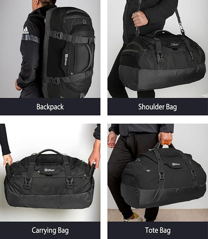 Ubon Large Duffel Bag Weekender Bags with Shoe Compartments 4-Way Sports Gym Backpack with Padded Straps Camping Traveling Duffle Bag