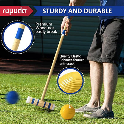 ropoda 35In Updated Six-Player Croquet Set with Wooden Mallets, Colored Balls, Sturdy Carrying Bag for Adults &Kids, Croquet Set Perfect for Lawn,Backyard,Park and More