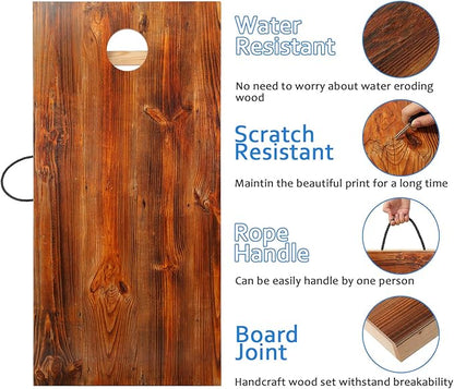 Solid Wood Premium Cornhole Game Set, Bean Bag Toss Game for Tailgate, Outdoor, Backyard - Professional Portable Cornhole Boards & Set of 8 Cornhole Bean Bags (Junior, Tailgate, Regulation Size)