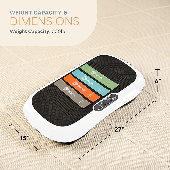 Lifepro Waver Vibration Plate Exercise Machine for Lymphatic Drainage, Muscle Activation, Full-Body Workout Vibrating Platform with Loop Bands, Fitness Equipment for Strength Toning & Fat Loss
