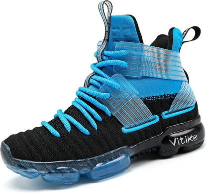 JMFCHI Kids Basketball Shoes High-top Sports Shoes Sneakers Durable Lace-up Non-Slip Running Shoes Secure for Little Kids Big Kids and Boys Girls