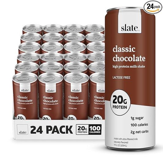 Slate Milk - High Protein Milk Shake - Classic Chocolate - Lactose Free, 20g Protein, 1g Sugar, 100