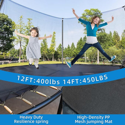 12FT 14FT Trampoline Enclosure Net Outdoor Jump for Kids and Adults Round ASTM Approved
