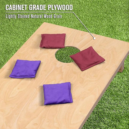 GoSports Regulation Size Wooden Cornhole Set with Natural Wood Finish - Includes Carrying Case