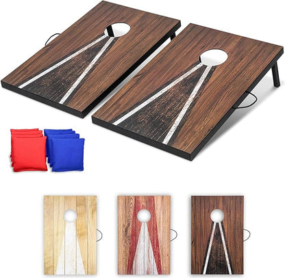 GoSports 3 x 2 ft Cornhole Board Set - Portable Outdoor Toss Game for Adults & Family - Includes Set of 8 Bean Bags with Built-in Storage - Choose Your Style