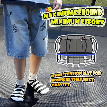 12 14 15 16FT Trampoline Outdoor with Basketball Hoop, Trampoline with Lights for Kids and Adults, Recreational Trampolin with Sprinkler, Stakes