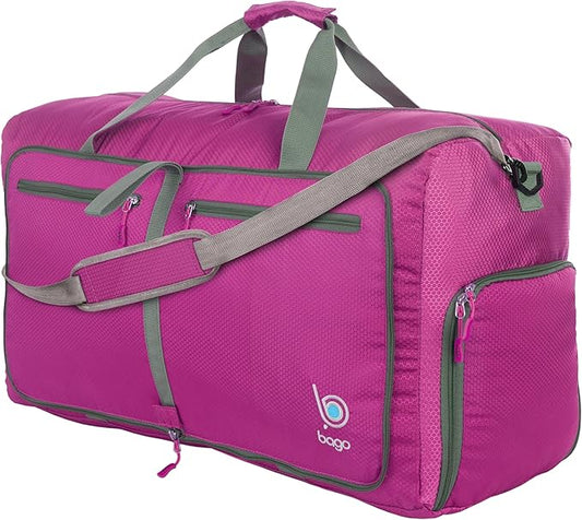 Bago Foldable Duffel Bags for Traveling Women & Men - 60L Medium Packable Duffle Bag for Travel