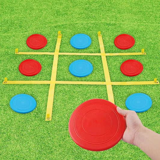 Giant Tic Tac Toe Outdoor Game, 4 Ft X 4 Ft Large Tic Tac Toe Strap Game Outdoor with 10PCS Soft