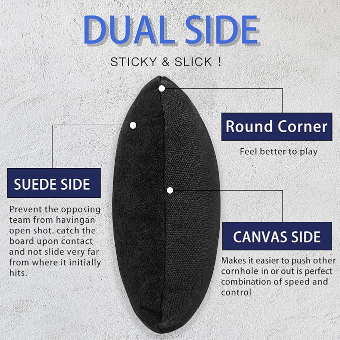 EunHo Dual Sided Cornhole Bags Regulation Set of 8 Professional Cornhole Bean Bags Slick and Stick for Tossing Game-All Weather