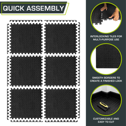 ProsourceFit Exercise Puzzle Mat ½-inch, EVA Interlocking Foam Floor Tiles for Home Gym, Workout