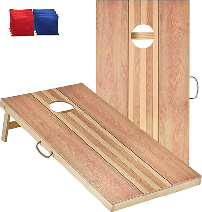 Cornhole Set 4'x2' Cornhole Board Sets with Bags Regulation Size, Corn Hole Games for Adults Outdoor Bean Bag Toss Game, Solid Wood