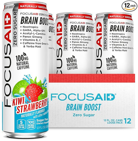 FOCUSAID ZERO SUGAR Nootropics Blend, Alpha-GPC, GABA, 100mg Natural Caffeine from Green Tea, Yerba