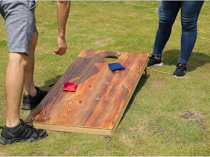 Solid Wood Premium Cornhole Game Set, Bean Bag Toss Game for Tailgate, Outdoor, Backyard - Professional Portable Cornhole Boards & Set of 8 Cornhole Bean Bags (Junior, Tailgate, Regulation Size)
