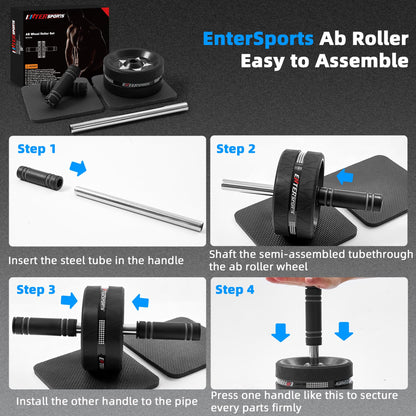 Ab Roller Wheel for Abs Workout - Abdominal Exercise Equipment with 2 Knee Pads for Home Gym, Core