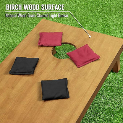 GoSports 4 ft x 2 ft Regulation Size Wooden Cornhole Boards Set - Includes Carrying Case - Full Regulation Size Bean Bag Toss Boards