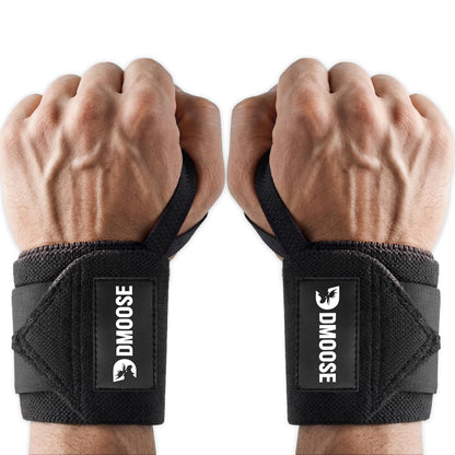DMoose Wrist Straps for Weightlifting 12 and 18 Inches Thumb Loops with Wrist Support for Workouts