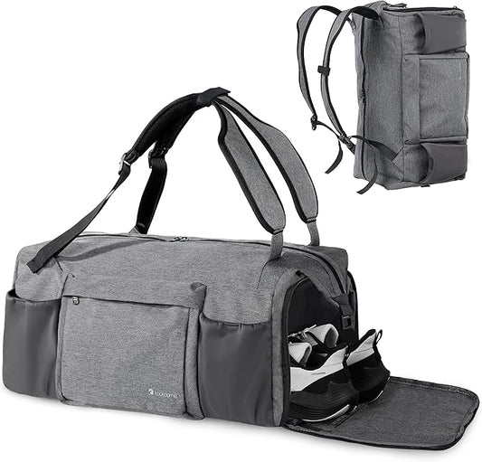 Gym Bag for Men with Shoes Compartment and Wet Pocket Convertible Duffle Bag and Gym Backpack