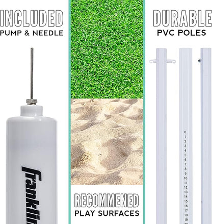 Franklin Sports Fun 5 Combo Outdoor Game Set - Backyard, Beach + Camping Games for Kids - Badminton, Volleyball, Flip Toss, Flying Disc - Horseshoes or Ring Toss
