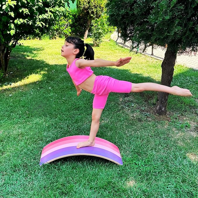 bee smart Wooden Balance Board- Wobble Board for Kids, Natural Toddler Balance Rocker | Ideal Tool for Exercise, Rehabilitation and Fun