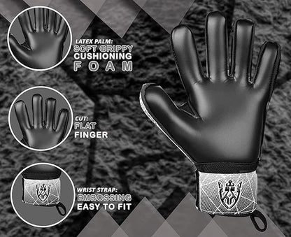 Soccer Goalie Goalkeeper Gloves for Kids Boys Youth & Adult,Latex Strong Grip Palms with Removable Finger Spines Protection Children Football Gloves for Training/Match(Sizes 5-10,6 Styles)
