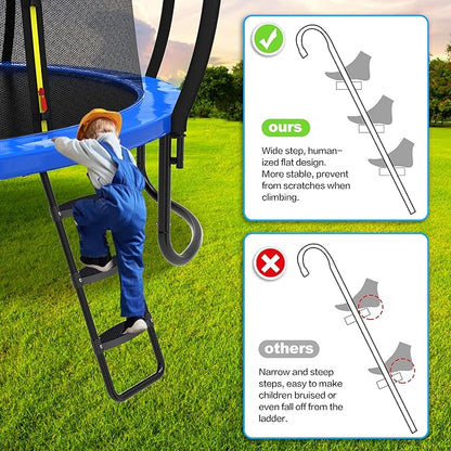 Trampoline Ladder Slide Kit, Trampoline Universal 3 Steps Ladder & Buffer Slide, Universal Trampoline Slide Stairs for 10 12 14 ft and More Frame, Trampoline Accessories Easy to Climb for Kids