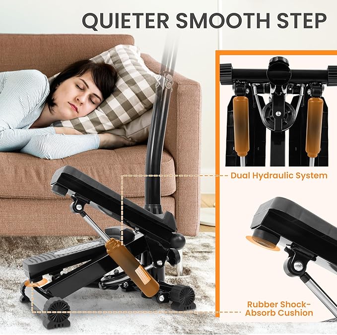 Steppers for Exercise, Stair Steeper with Resistance Bands, Portable Stepper Capable of Full-Body Exercise, Low Noise and Smooth, Bear 300 lbs