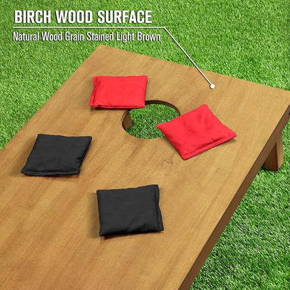 GoSports 4 ft x 2 ft Regulation Size Wooden Cornhole Boards Set - Includes Carrying Case - Full Regulation Size Bean Bag Toss Boards