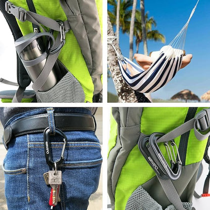 12kN 3.2"x2" Heavy-Duty Carabiner Clips - Durable, Lightweight Aluminum Alloy Carabiners for Hiking, Camping, Keychains, Dog Leashes, Hammocks & More