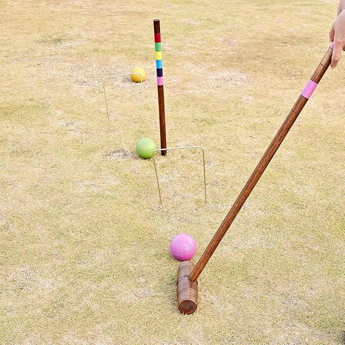 ApudArmis Regulation Croquet Wickets, Set of 9 Colorful Square Arrow Wickets Replacement for 28In or 32In Croquet Lawn Backyard Outdoor Game (8.1In Height & 6.3In Width)