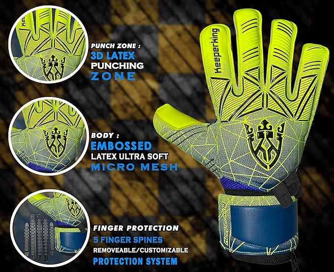 Soccer Goalie Goalkeeper Gloves for Kids Boys Youth & Adult,Latex Strong Grip Palms with Removable Finger Spines Protection Children Football Gloves for Training/Match(Sizes 5-10,6 Styles)